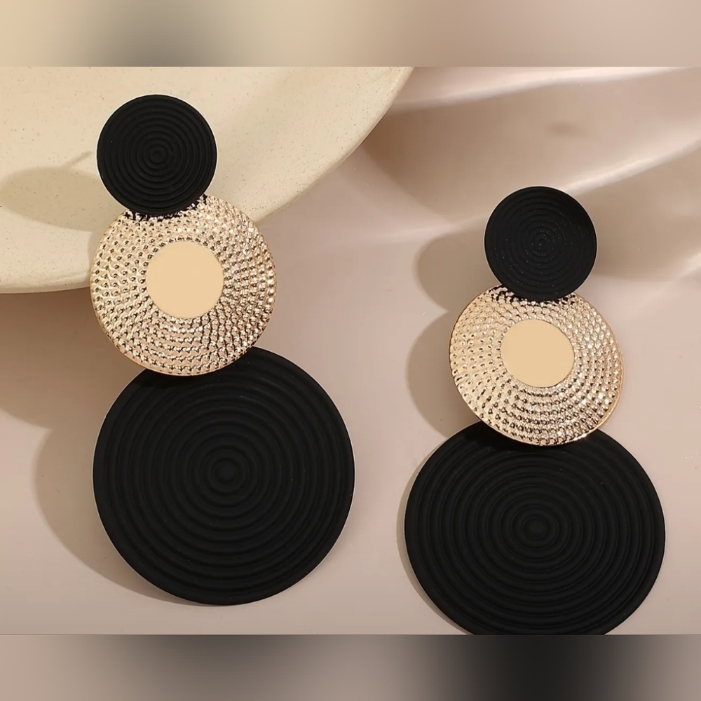 2 For $20 Elegant Black and Gold Earrings